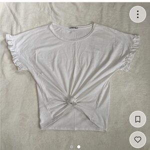 White ruffle sleeve tshirt